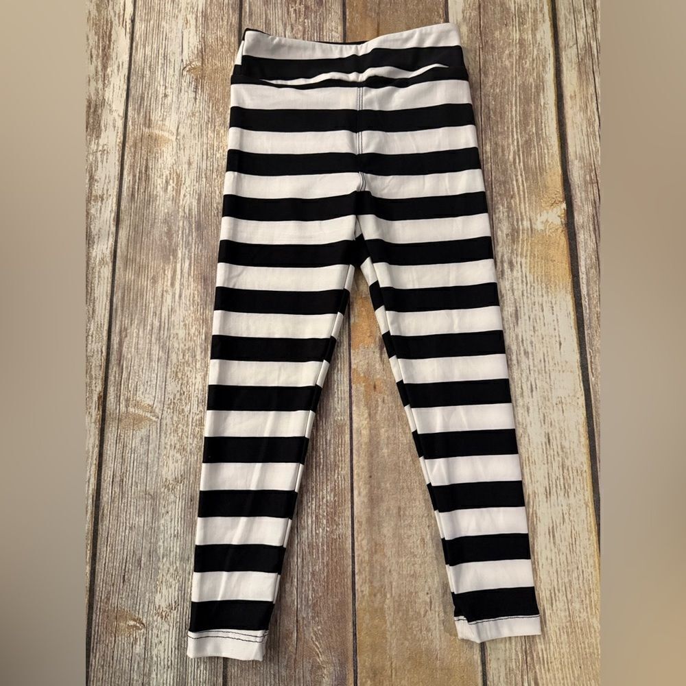 Black and White Striped Kids Leggings